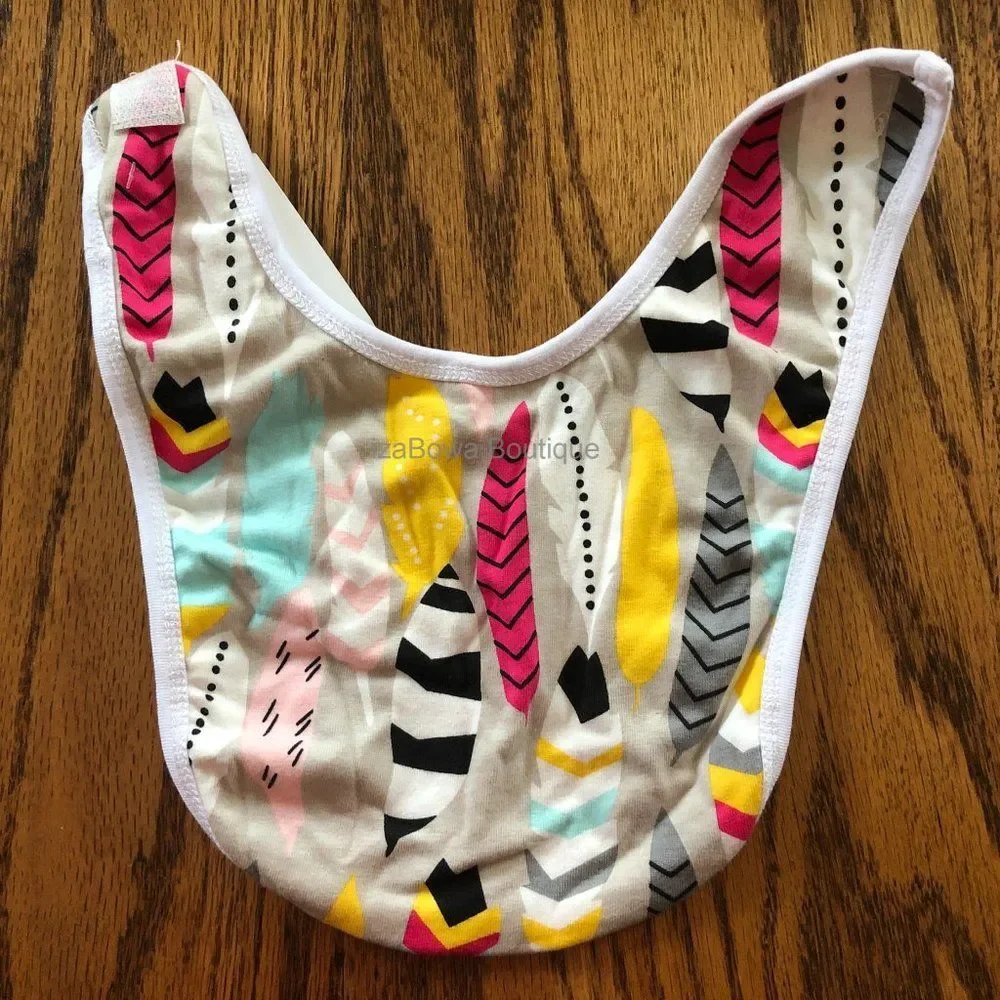 Feather Print Bib BIBFEA Handmade NWT Boutique